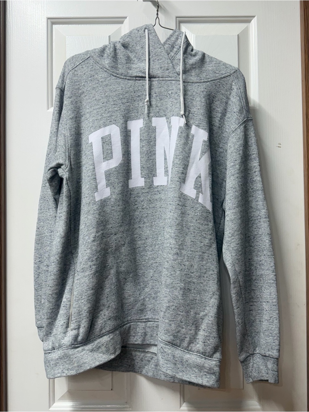 PINK Gray Heather Pullover Hoodie used could have stains M